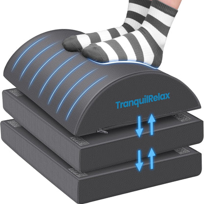 TranquilRelax Foot Rest for Under Desk at Work, Gaming Accessories Foot Stool with 3 Adjustable Heights & Washable Cover, Comfortable Office Desk Accessories, Footrest for Office, Home and Car (Black)