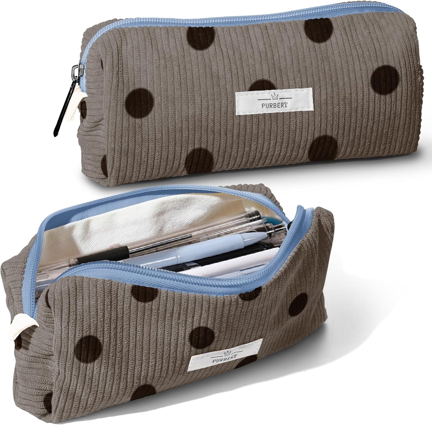 Pencil Bag Pen Case, Soft Corduroy Small Pencil Pouch Organizer with Zipper, Cute Pencil Case Pouch Stationery for Girls and Boys – Apricot