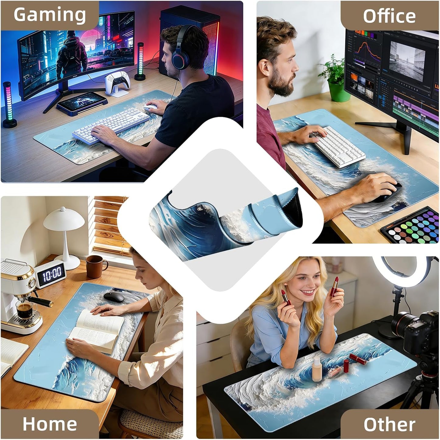 Galdas Mouse Pad For Gaming,Forest Background Pattern XXL XL Large Mouse Mat Long Extended MousePad Desk Mat Non-Slip Rubber Mice Pads Stitched Edges Thin (31.5 x 11.8 x 0.12 Inches) Tree