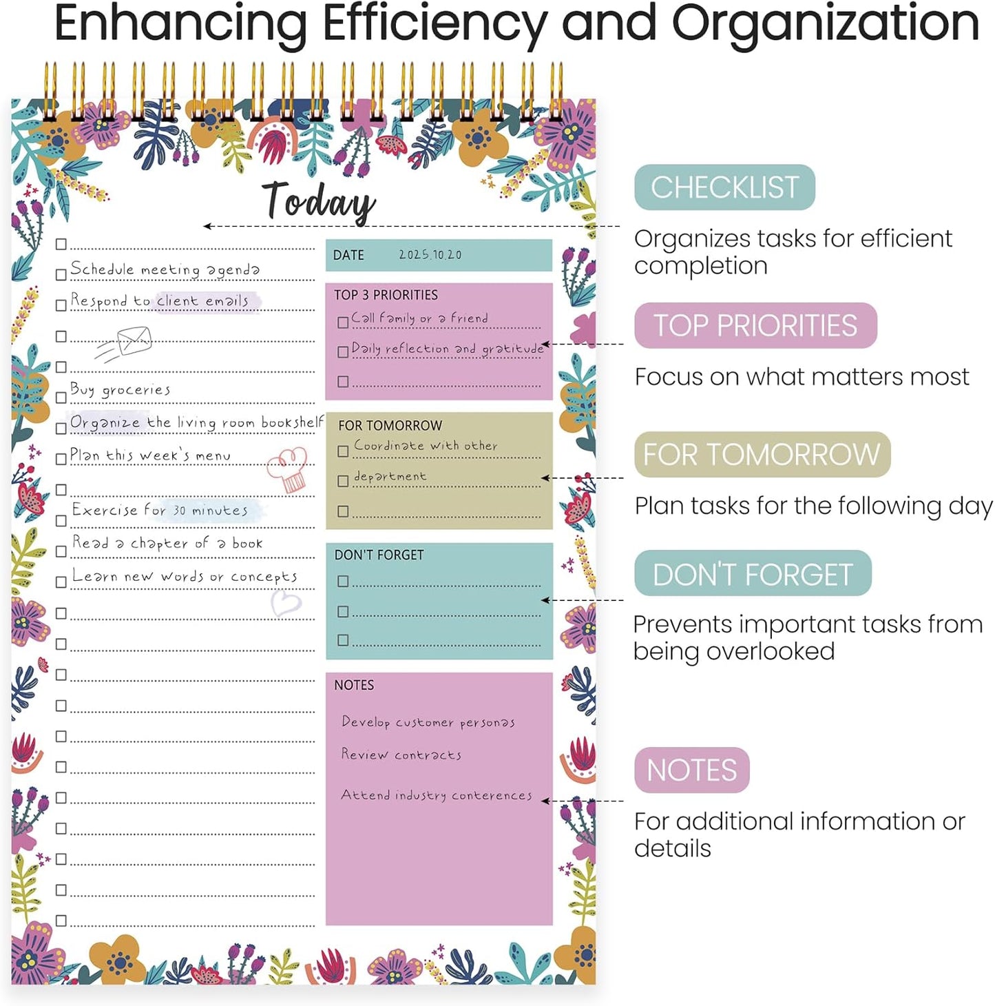 To Do List Notepad - To Do List Notebook for Work with 52 Sheets, Undated Daily Planner Perfect for Enhanced Productivity and Goal Achievement - Green