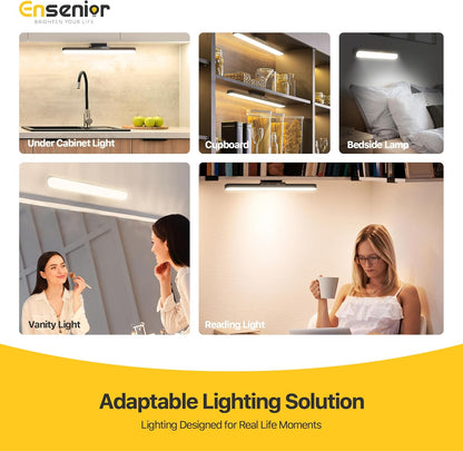 5W Rechargeable Motion Sensor Light Bar, 2000mAh Dimmable Under Cabinet Lighting Wireless with Digital Battery Display, 130° Rotatable Magnetic Closet Lights, Remote Control Stick on Lights Dorm