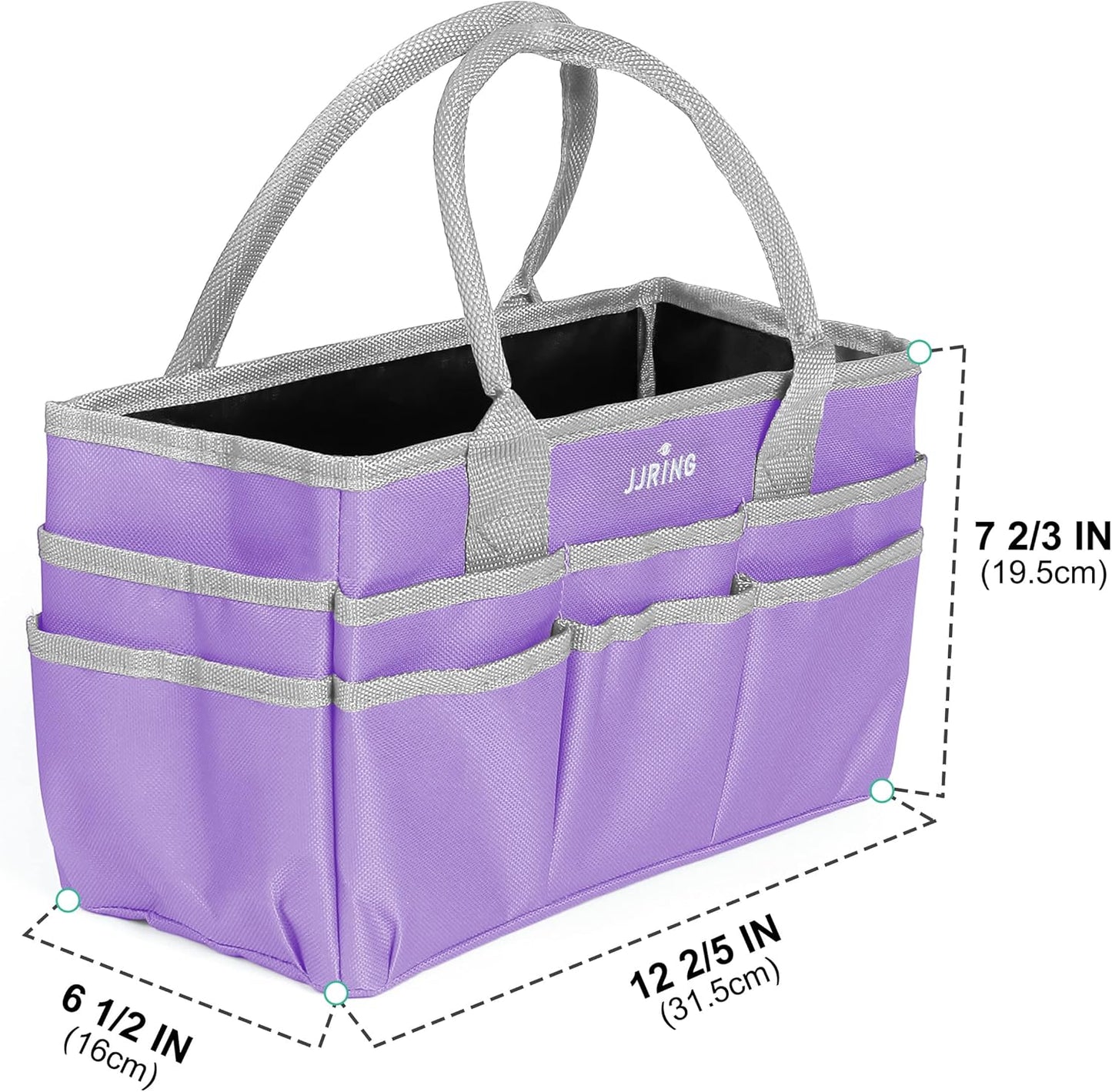 Jjring Craft and Art Organizer Tote Bag - 600D Silver Nylon Fabric Art Caddy with Pockets - for Art, Craft, Sewing, Medical, and Office Supplies Storage