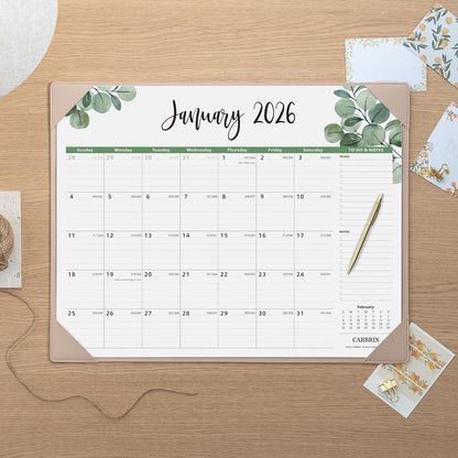 Large Desk Calendar 2026 with Desktop Mat, Cabbrix Desk Pad Calendar 22 x 17 Inch Covering January 2026 to June 2027, Desk Blotter Calendar 2026 for Home School and Office