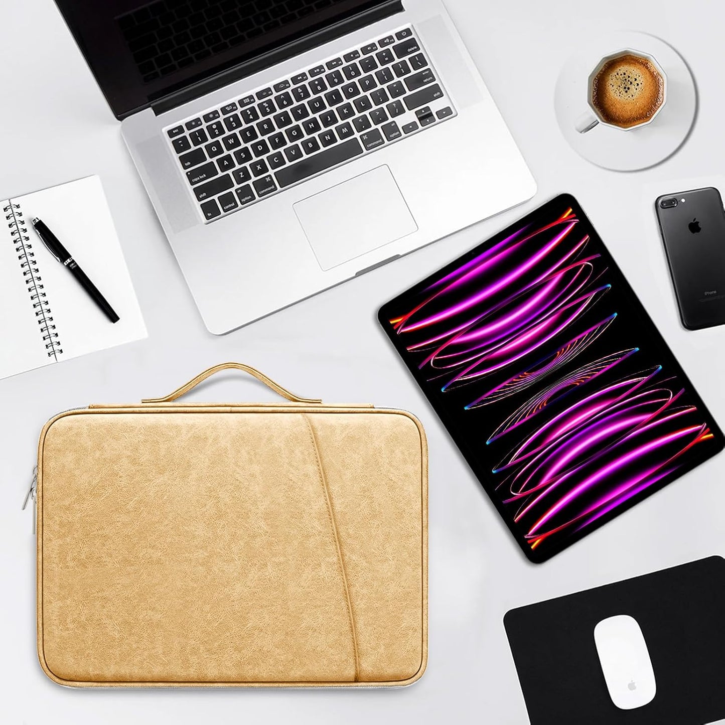 DTTO 9-11 Inch Tablet Sleeve Bag for iPad A16, iPad Air 11-inch M3 M2 / Air 5/4th Gen 10.9", iPad Pro 11 M4, iPad 10/9/8/7th Gen, Galaxy Tab A9+, Waterproof Travel Bag, Pink