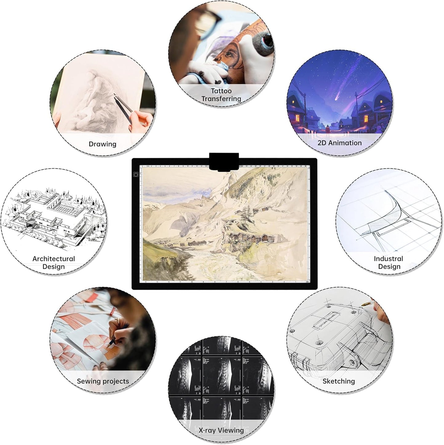 Mlife A3 Light Pad,Built in Battery Light Box,3 Colors Temperature,Stepless Brightness,Rechargeable LED Ultimate Light Board for Tracing, Diamond Art, Sketching