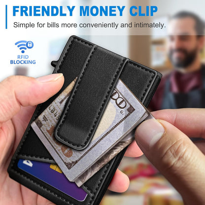miyozi Airtag Wallet for Men Money Clip 9-Card Pop-Up Credit Card Holder with ID Window RFID Blocking Metal Case Magnetic Closure Front Pocket Wallet Gift Box | with Money Clip