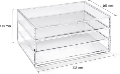 Osco X-Small Clear Acrylic Triple Drawer, (X-Small), A3274