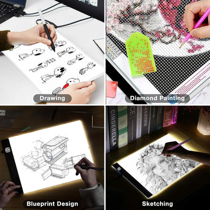 Funshot A3 Led Light Pad Tracing Light Box with USB Power Cable and 4 Fasten Clips,3 Levels of Brightness,Diamond Art Light Board,Sketching,Painting, Sketching,Tracing