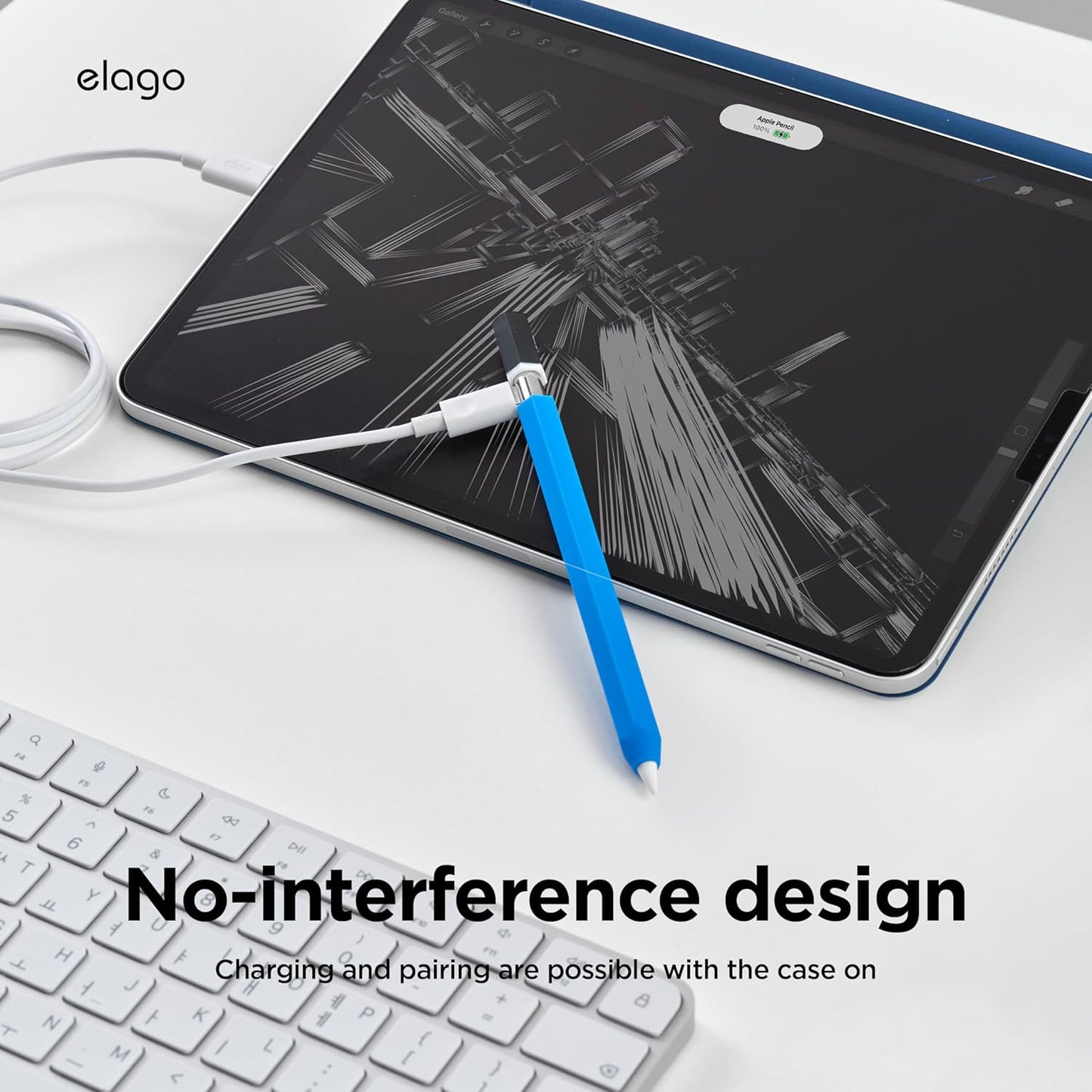 elago Classic Pencil Case Compatible with Apple Pencil (USB-C), Perfect Grip, Protective Skin, Silicone Sleeve, Supports Magnetic Attachment [Yellow]