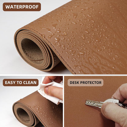 AFIING Large Desk Mat 47" x 17", Dual-Sided Natural Cork & PU Leather Desk Pad, Non-Slip Waterproof Mouse Pad for Office, Home & Gaming, Black
