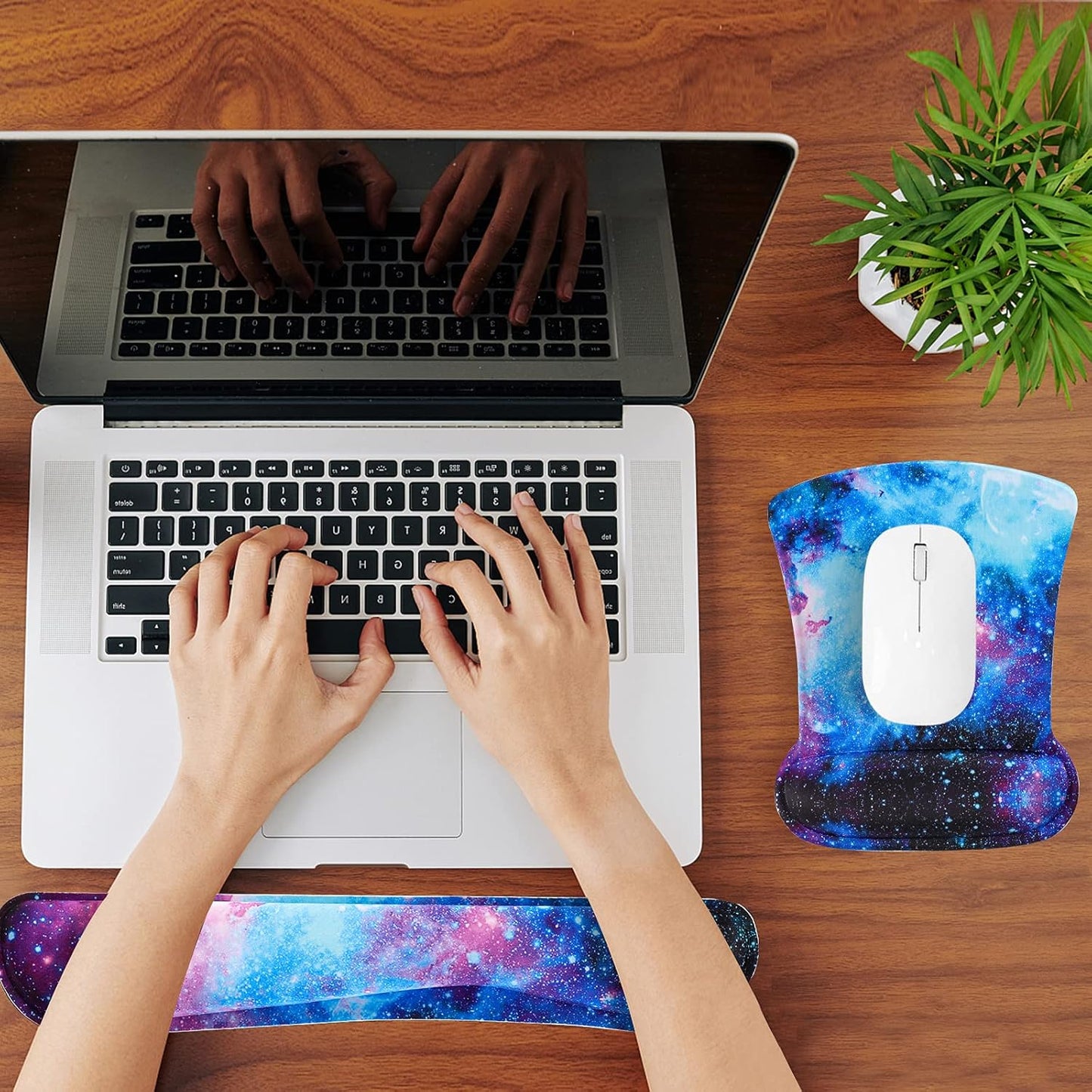 RICHEN Keyboard Wrist Rest Pad and Mouse Wrist Rest Support Mouse Pad Set,Sturdy & Comfortable & Lightweight for Easy Typing & Pain Relief-Ergonomic Support (Brown)