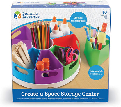 Learning Resources Create a Space Storage Center - Toy Desk Organizer, Classroom Workspace Must Haves, Homeschool Organization, Arts & Crafts , Caddy, Office & Teacher Supplies