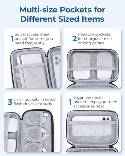 BAGSMART Electronics Organizer Travel Case, Cable Charger Cord Tech Organizer Pouch for Phone Charger Accessories, Black