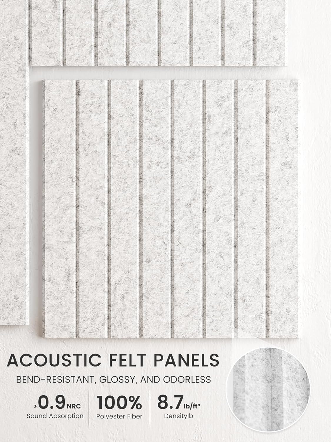 Bumusty Large Cork Board Alternative-48 x 36" Felt Bulletin Board Tiles, with 30 Pushpins, 70 Adhesive Tabs, Fine-Stripe 12-Pack, Cork Boards for Office Push Pin Board Felt Board-Oatmeal