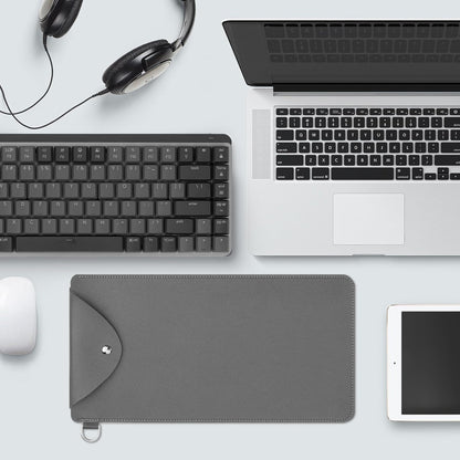 Geekria 84-Key Slim Keyboard Carrying Pouch, Compatible with MelGeek O2, LOFREE Flow84/Lite 84, Logitech MX Mechanical Mini, IQUNIX MQ80, Vegan Leather Travel Case Sleeve Bag (Dark Grey)