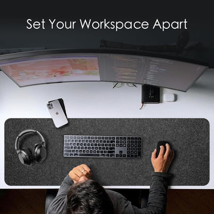 59’’x15.75” Large Felt Desk Mat, Computer Mat for Desk, Non-Slip Mouse Pad, Office Supplies Desk Protector, Desk Accessories for Home and Office (Dark Gray)