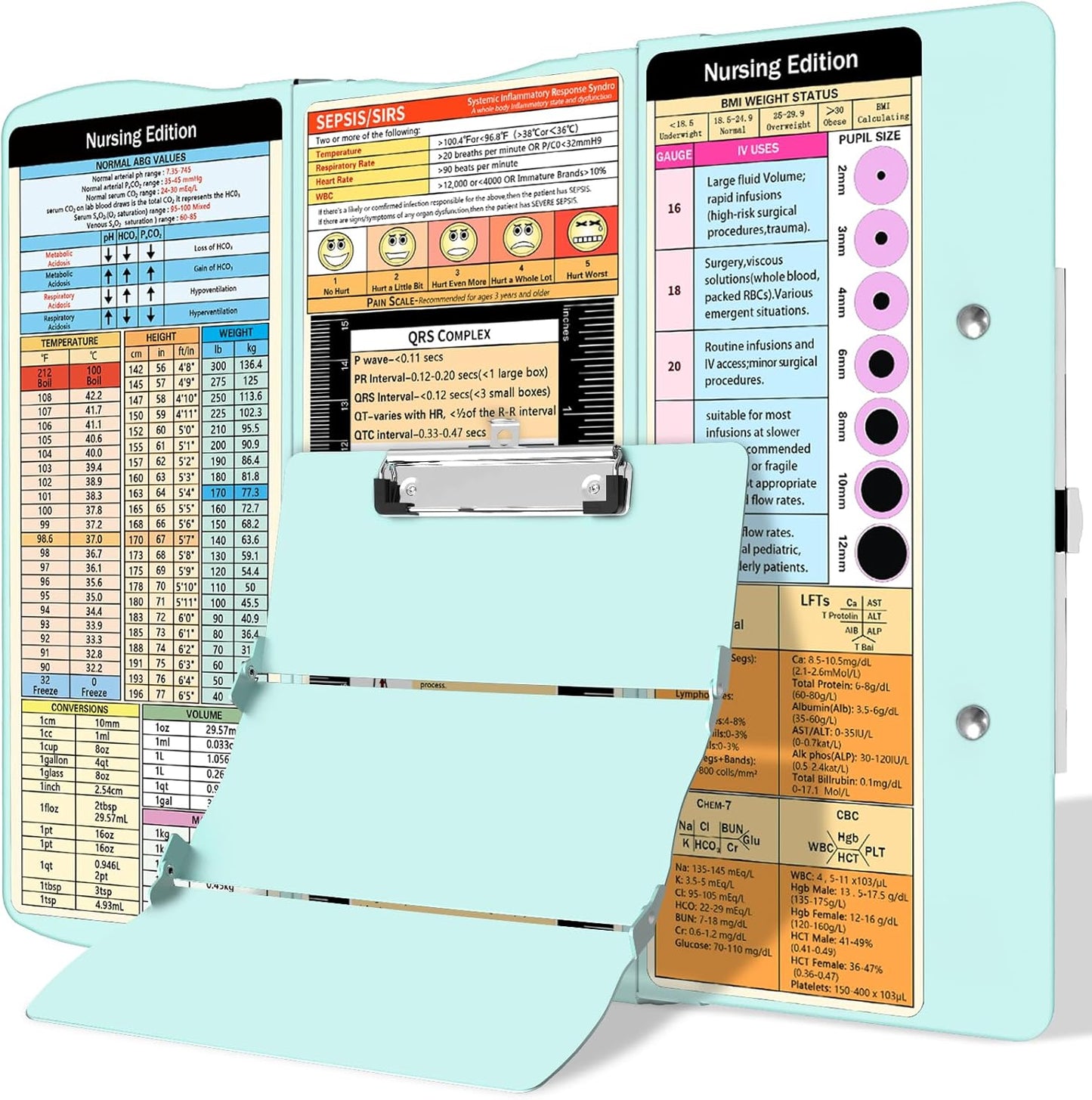 Clipboard Foldable Without Edition Cheat Sheets Aluminum 3 Layers Foldable Clipboards Pocket Size Profile Clip Clipboards Notepad for Students, Nurses,Contractor Trucker Driver