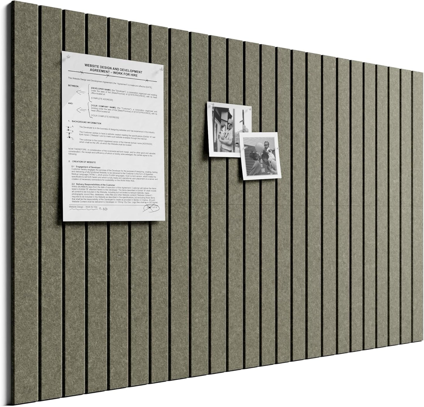 Bumusty Large Cork Board Alternative-48 x 36" Felt Bulletin Board Tiles, with 30 Pushpins, 70 Adhesive Tabs, Fine-Stripe 12-Pack, Cork Boards for Office Push Pin Board Felt Board-Oatmeal