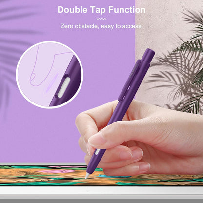 MoKo Holder Case Compatible with Apple Pencil 2nd Generation, Retractable Protective Apple Pencil Cover with Sturdy Clip, Hard PC Apple Pencil Case, Support Double-Tap, Dark Purple