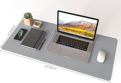 RENMTURE Dual-Sided Mouse Pad, Natural Cork & PU Leather Large Desk Pad for Office and Home Work, Desk Protector Non-Slip, Waterproof, Easy Clean (Olive Green, 32"x16")