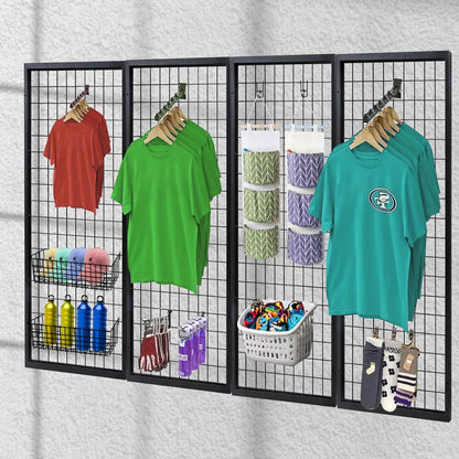 Eastern Tree Metal Grid Wall Panels, Black Wire Grid Panel, Gridwall Display Stand, Heavy Duty Gridwall Panels for Retail Display - 3pcs