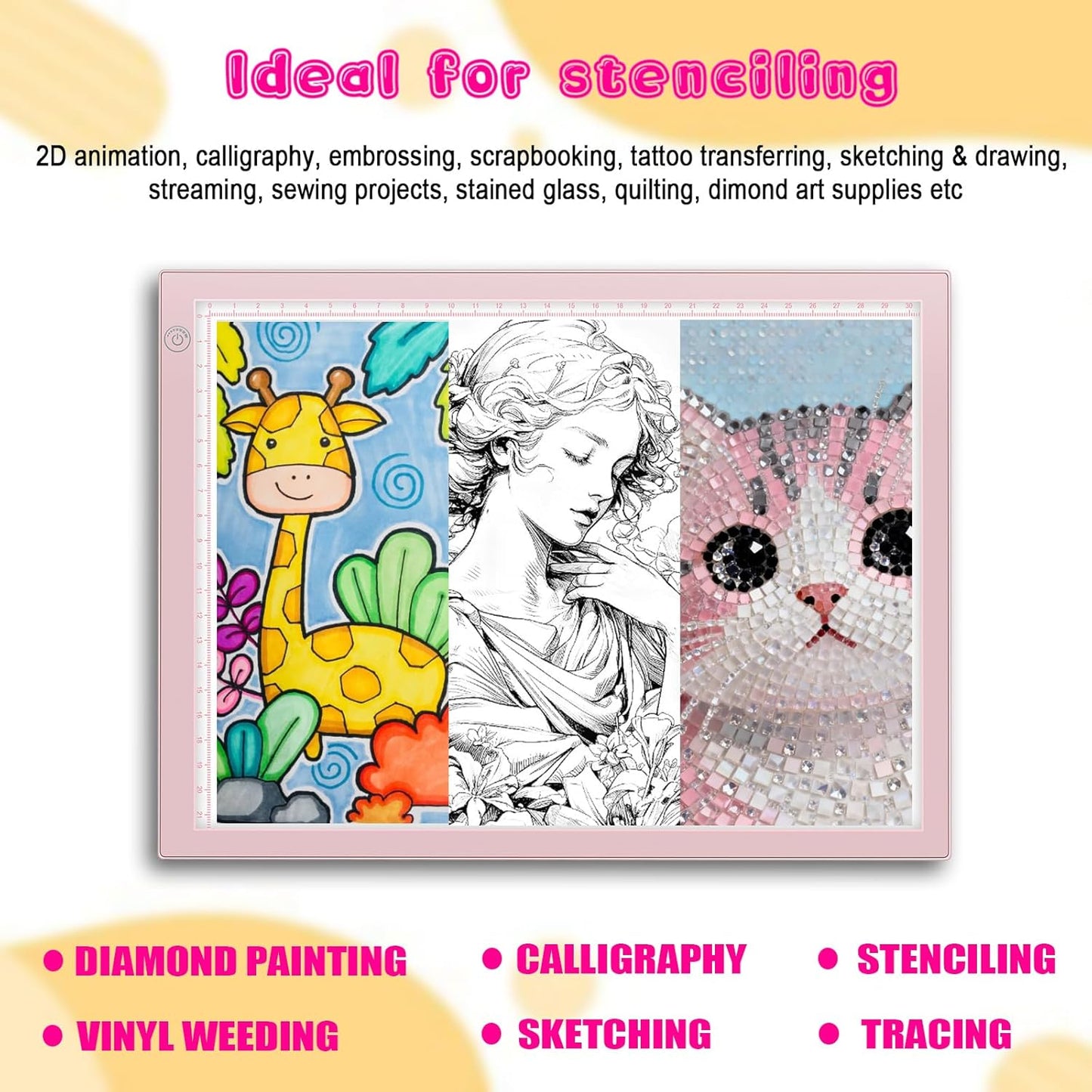 Light Up Tracing Board Kits Blue, 15" Writing Tracer Pad for Kids Ages 3-12, Drawing Tablet Supplies for Diamond Art Painting Accessories, Sketching Light Box Table for Boys Adults Holiday Gift Toys