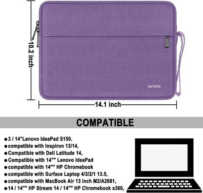 Laptop Sleeve 14 Inch, Water Resistant Traveling Computer Cover with Handle, Shockproof Protective Carrying Laptop Case Compatible for 14 Inch MacBook Air/Pro, HP, Dell, Asus, Lenovo, Black