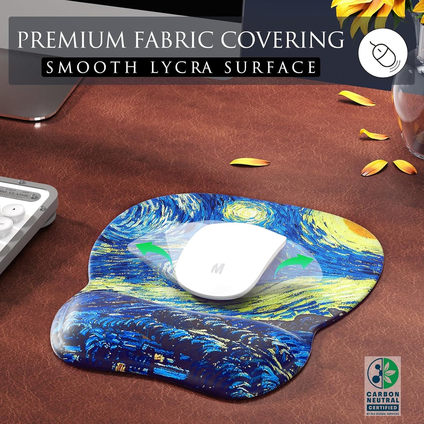 MROCO Ergonomic Mouse Pad with Gel Wrist Rest, Smooth Wrist Support Surface, Non-Slip PU Base for Pain Relief, Comfortable Mousepad for Computer, Laptop, Office & Home, 9.4 x 8.1 in, Black