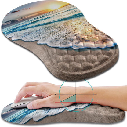 Hokafenle Ergonomic Mouse Pad Wrist Support, Wrist Rest Mousepad for Carpal Tunnel Pain Relief with Integrated Memory Foam Slope Massage Bulge (11.8x7.9 inch,Topographic Contour)