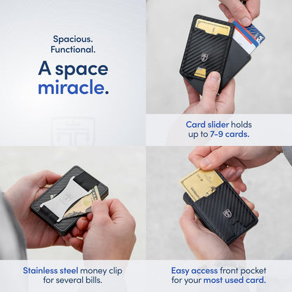TRAVANDO Swype Slim Wallet for Men Metal RFID Blocking Mens Wallet Card Case (With AirTag* Pocket)