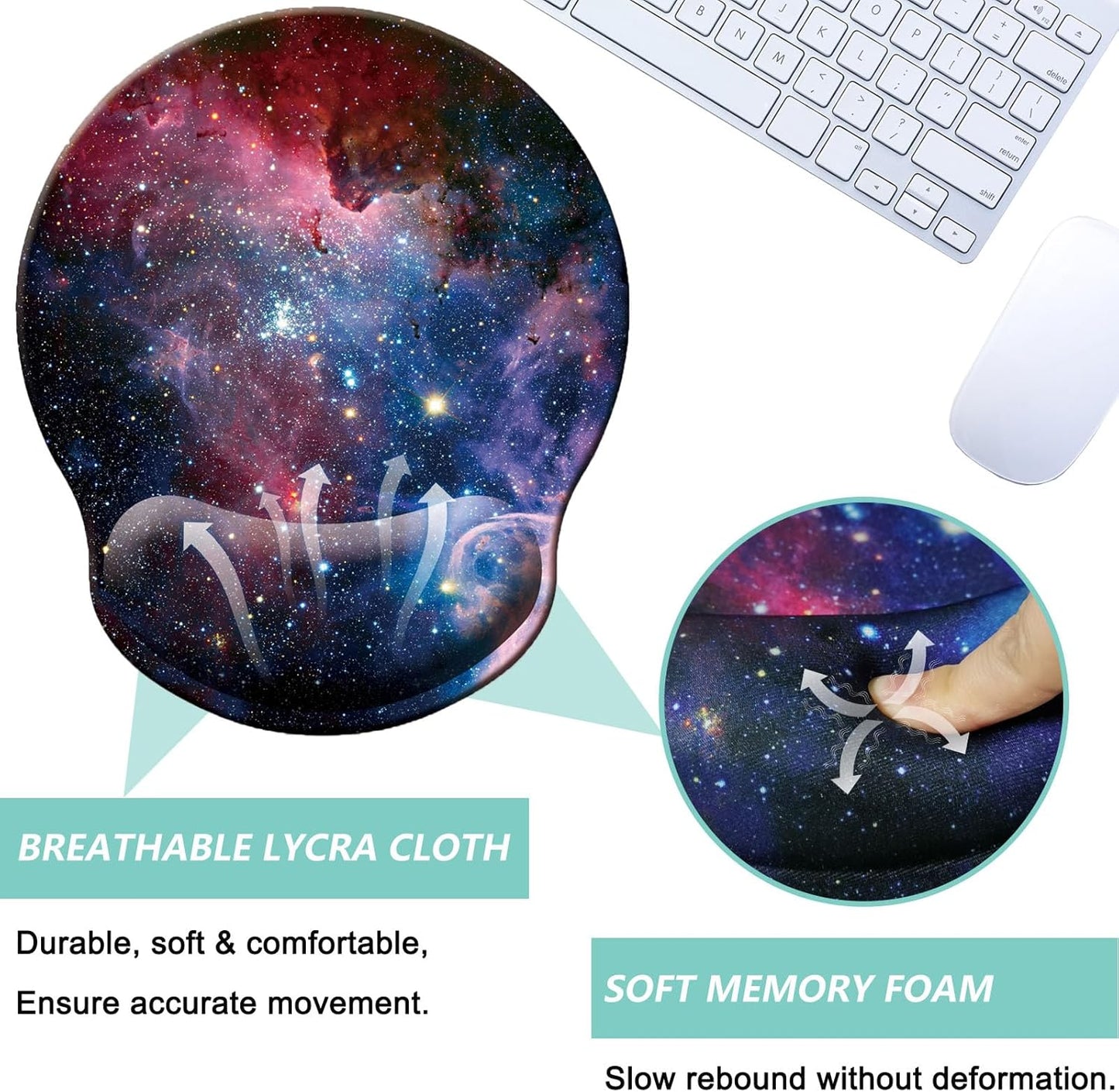 Mouse Pad with Wrist Support, Ergonomic Mouse Pad with Memory Foam Wrist Rest Cushion, Non-Slip Rubber Base Gaming Mice Pad for Home Office Computer Laptop, Flowers Grass