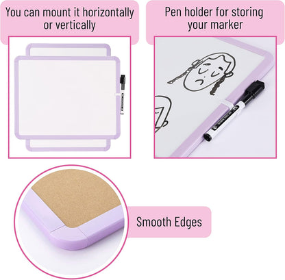 Mr. Pen- Dry Erase Board, 14” x 11” with a Black Dry Erase Marker, White Frame, Small Mini White Board for Students, Fridge, Wall, Locker, Includes Double Sided Tapes