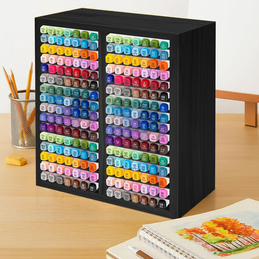 PROLEE Markers Organizer with 90 Compartments for 360 Marker Storage Art Pens Storage Rack,Watercolor Brushes Pens Alcohol Marker Holder for Desk Organizer