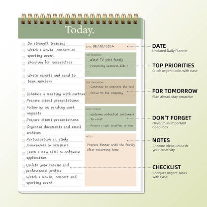 104 Pgs To Do List Notepad - Daily Planner Notepad Undated 52 Duplex-Printed Undated Sheets Tear Off, 6.5" x 9.8" Checklist Productivity Organizer with Hourly Schedule for Tasks