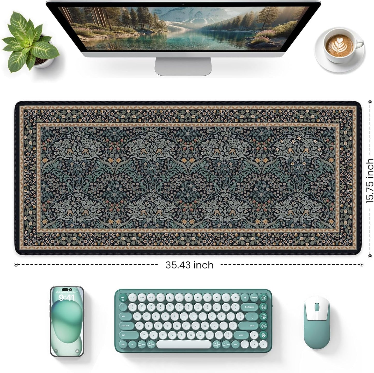 iCasso Desk Cover Mat, Office Mouse Pad, Desk Protector Mat, Extra Large Matt for Desktop,Anti-Slip XXL Big Mousepad with Stitched Edges for Computer Keyboard Retro Black - Colors A