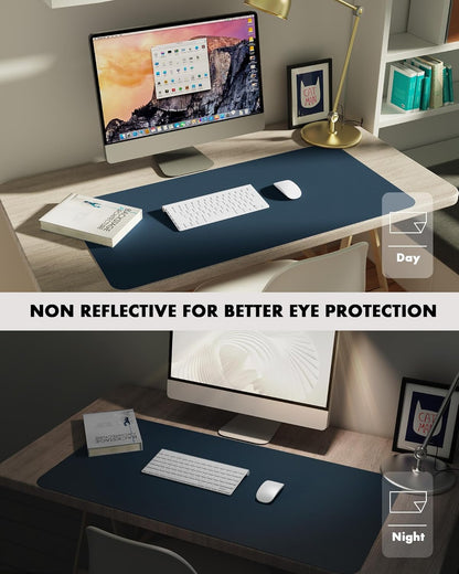 YSAGi Double-Sided Desk Pad, 31.5"x15.7"Leather Desk Mat, Eco Cork Desk Pad Protector,Large Mouse Pad,Waterproof Desk Blotter for Office/Home(Coffee)