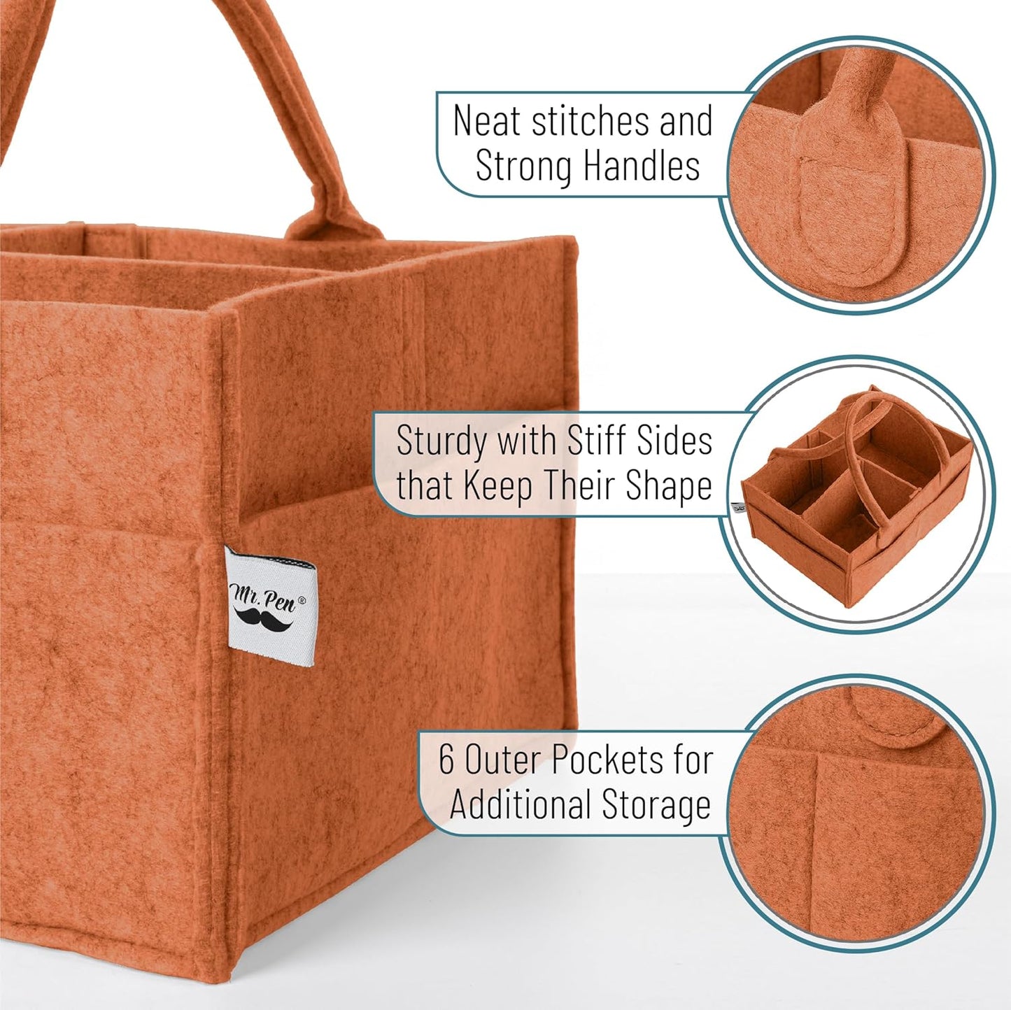 Mr. Pen- Baby Diaper Caddy Organizer, Gray, Medium, Nursery Storage Bin and Car Organizer for Diapers and Baby Wipes