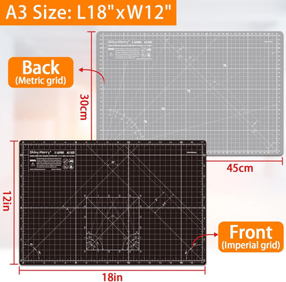 Self Healing Cutting Mat A3 12"x18" – Double Sided 5-Ply Craft Mat for Sewing, Quilting, Fabric, Scrapbooking – Pink/Purple