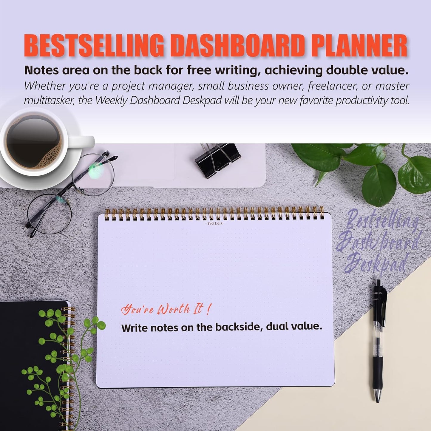 Sunday Start Weekly Planner with Habit Tracker - 8.5×11" Professional Productivity Tools to Organize Your Daily Tasks, Goals, Projects - Dashboard Desk Pad - ADHD To-Do List Notepad