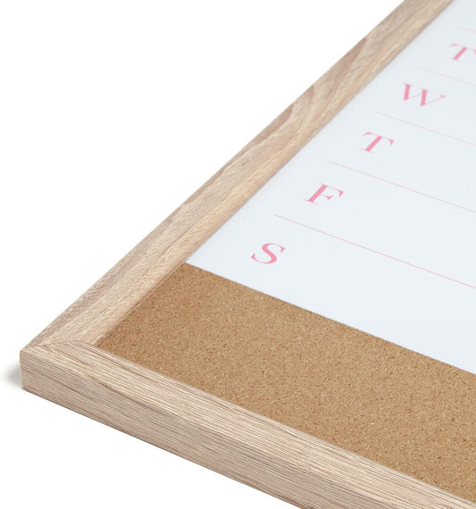 U Brands Framed Magnetic Weekly Dry Erase Calendar Combo Board, 16"x11", Wood Style Frame, Includes Magnetic Dry Erase Marker with Eraser Top, Succulent Magnet, and 2 Push Pins