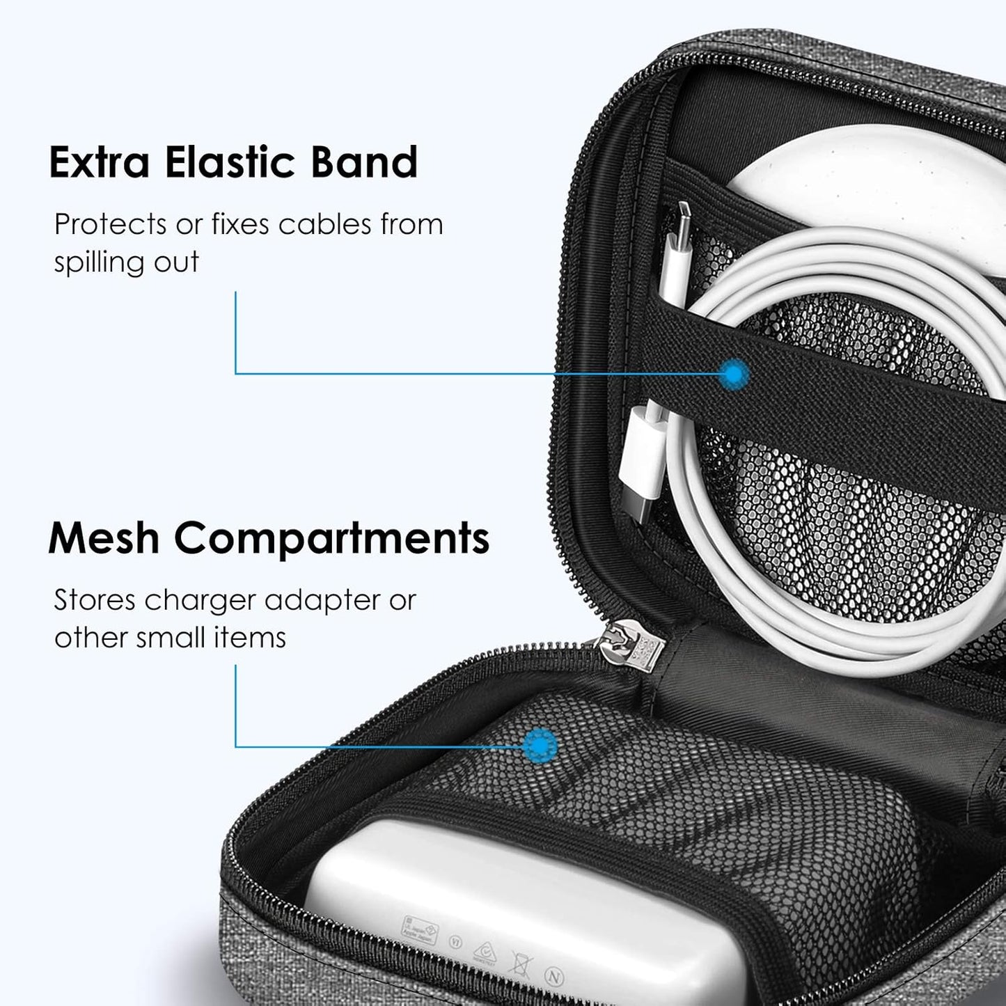 FINPAC Hard Case for MacBook Charger, Small Electronic Organizer Bag for MacBook Power Adapter, Portable Pouch Travel Storage for Laptop Accessories, Magic Mouse, USB Drives, GoPro, Gadgets - Black