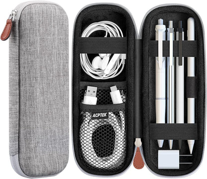 AGPTEK Case Holder for Apple Pencil, Slim PU Leather Carrying Case Pouch Cover Compatible with Apple Pen Accessories, USB Cable, Earphone,Samsung Stylus iPad Pro Pen/Pencil, Recording Pen, Gray