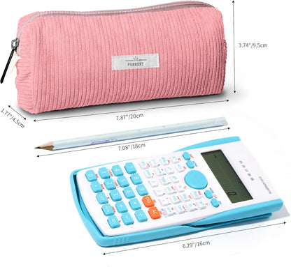 Pencil Bag Pen Case, Soft Corduroy Small Pencil Pouch Organizer with Zipper, Cute Pencil Case Pouch Stationery for Girls and Boys – Apricot