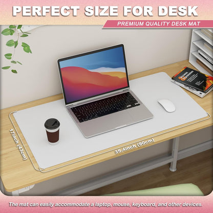 K KNODEL Leather Desk Pad Protector, Office Desk Mat, Large PVC Leather Desk Blotter, Non-Slip Mouse Pad (Dark Brown, 15.7" x 31.5")