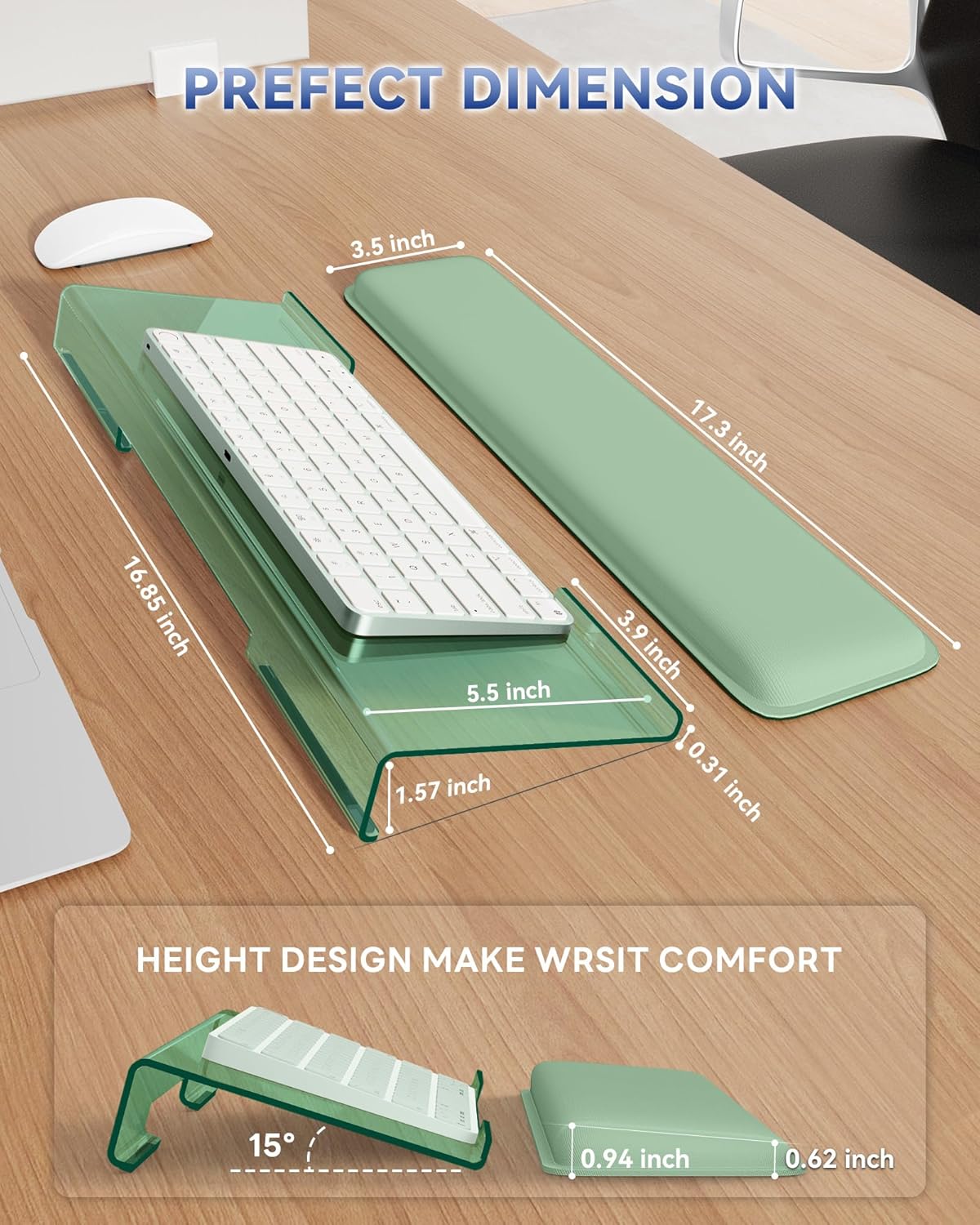 Laborio Computer Keyboard Stand for Desktop, Keyboard Riser Wrist Rest Holder for Easy Typing, Office Desk, Home, School Accessories(Coffee)