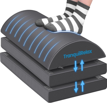TranquilRelax Foot Rest for Under Desk at Work, Gaming Accessories Foot Stool with 3 Adjustable Heights & Washable Cover, Comfortable Office Desk Accessories, Footrest for Office, Home and Car (Black)