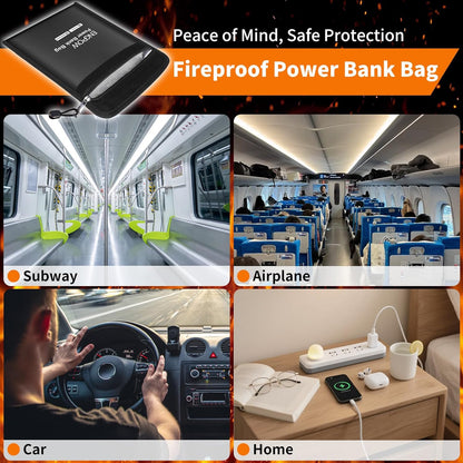 ENGPOW Fireproof Organizer Travel Bag,Heat Insulated＆Explosion-Proof Electronic Carry Case,Portable Home Travel Safe Storage for Power Bank,Phone,Cables,USB Drive＆Charging Protection, 10.6''x6.7''