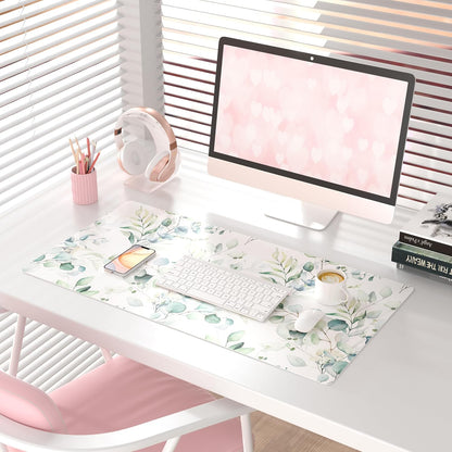 QIYI Large Mouse Pad, Cute Pink Desk Mat for Desktop, Women Girls PU Leather Desk Pad Waterproof Gaming Mousepad, Rose Gold Marble Computer Protector Writing Pad for School Office Home 31.5" x 15.7"