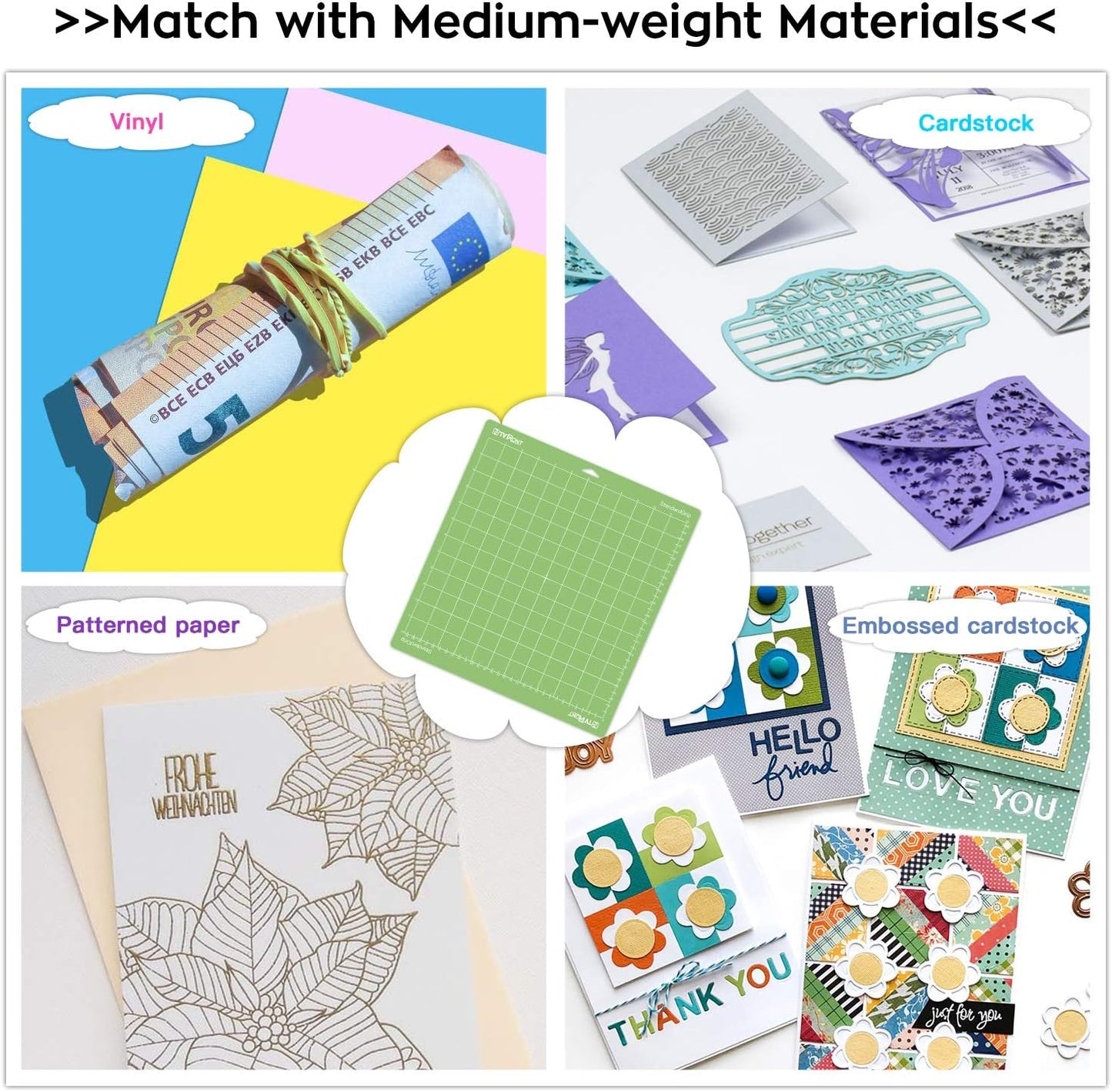 HTVRONT Standard Grip Cutting Mat, 6 Pack Cutting Mat 12x12 Compatible with Cricut Maker 3/Maker 4/Maker/Explore 3/4/5/Air 2/One, Standard Adhesive Sticky Quilting Cutting Mats Replacement Accessories