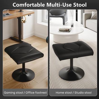 VECELO Foot Rest Under Desk Ottoman, PU Height Adjustable Footrest with Comfort Padding, Leg Rest for Desk for Relieving Leg Pain, Stiffness, and etc, Black